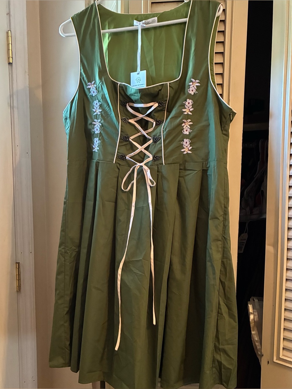 New with tags Jasambac olive green sleeveless dirndl  dress size Large